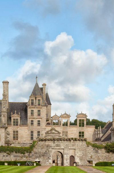 Saint-Vougay, France - September 16, 2017: Château de Kerjean, 16th century fortified castle in Finistere region, Brittany, France