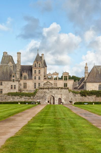 Saint-Vougay, France – September 16, 2017: Château de Kerjean, 16th century fortified castle in Finistere region, Brittany, France
